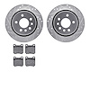 7302-46010 Drilled/Slotted Brake Rotor with 3000-Series Ceramic Brake Pads Kit [Silver], 2001-2001 GM, Position: Rear - image 1