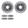7302-46026 Drilled/Slotted Brake Rotor with 3000-Series Ceramic Brake Pads Kit [Silver], 2003-2011 GM, Position: Rear - image 1