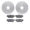 7302-46036 Drilled/Slotted Brake Rotor with 3000-Series Ceramic Brake Pads Kit [Silver], 2005-2011 GM, Position: Rear - image 1