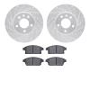 7302-46051 Drilled/Slotted Brake Rotor with 3000-Series Ceramic Brake Pads Kit [Silver], 2013-2019 GM, Position: Front - image 1