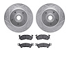 7302-47002 Drilled/Slotted Brake Rotor with 3000-Series Ceramic Brake Pads Kit [Silver], 1970-1981 GM, Position: Front - image 1