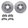 7302-47021 Drilled/Slotted Brake Rotor with 3000-Series Ceramic Brake Pads Kit [Silver], 1985-1991 GM, Position: Front - image 1