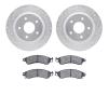 7302-47030 Drilled/Slotted Brake Rotor with 3000-Series Ceramic Brake Pads Kit [Silver], 1988-1994 GM, Position: Front - image 1