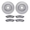 7302-47032 Drilled/Slotted Brake Rotor with 3000-Series Ceramic Brake Pads Kit [Silver], 1985-1992 GM, Position: Front - image 1