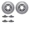 7302-47033 Drilled/Slotted Brake Rotor with 3000-Series Ceramic Brake Pads Kit [Silver], 1988-1996 GM, Position: Rear - image 1