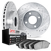7302-47037 Drilled/Slotted Brake Rotor with 3000-Series Ceramic Brake Pads Kit [Silver], 1991-1993 GM, Position: Front - image 1