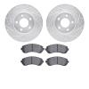 7302-47047 Drilled/Slotted Brake Rotor with 3000-Series Ceramic Brake Pads Kit [Silver], 2001-2007 GM, Position: Front - image 1