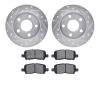7302-47049 Drilled/Slotted Brake Rotor with 3000-Series Ceramic Brake Pads Kit [Silver], 2004-2016 GM, Position: Rear - image 1