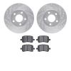 7302-47051 Drilled/Slotted Brake Rotor with 3000-Series Ceramic Brake Pads Kit [Silver], 2004-2008 GM, Position: Front - image 1