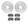 7302-47053 Drilled/Slotted Brake Rotor with 3000-Series Ceramic Brake Pads Kit [Silver], 2008-2008 GM, Position: Front - image 1
