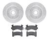 7302-48015 Drilled/Slotted Brake Rotor with 3000-Series Ceramic Brake Pads Kit [Silver], 1991-2003 GM, Position: Front - image 1
