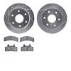 7302-48017 Drilled/Slotted Brake Rotor with 3000-Series Ceramic Brake Pads Kit [Silver], 1988-1991 GM, Position: Front - image 1