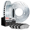 7302-48030 Drilled/Slotted Brake Rotor with 3000-Series Ceramic Brake Pads Kit [Silver], 1990-1994 GM, Position: Front - image 1