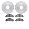 7302-48033 Drilled/Slotted Brake Rotor with 3000-Series Ceramic Brake Pads Kit [Silver], 1997-2005 GM, Position: Front - image 1