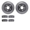 7302-48064 Drilled/Slotted Brake Rotor with 3000-Series Ceramic Brake Pads Kit [Silver], 2010-2017 GM, Position: Rear - image 1