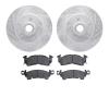 7302-51001 Drilled/Slotted Brake Rotor with 3000-Series Ceramic Brake Pads Kit [Silver], 1991-1996 GM, Position: Front - image 1