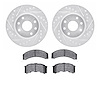 7302-52001 Drilled/Slotted Brake Rotor with 3000-Series Ceramic Brake Pads Kit [Silver], 1984-1987 GM, Position: Front - image 1
