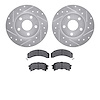 7302-52002 Drilled/Slotted Brake Rotor with 3000-Series Ceramic Brake Pads Kit [Silver], 1984-1987 GM, Position: Rear - image 1