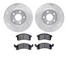 7302-52007 Drilled/Slotted Brake Rotor with 3000-Series Ceramic Brake Pads Kit [Silver], 1990-2005 GM, Position: Front - image 1