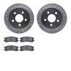 7302-52009 Drilled/Slotted Brake Rotor with 3000-Series Ceramic Brake Pads Kit [Silver], 1997-2005 GM, Position: Rear - image 1