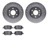 7302-52019 Drilled/Slotted Brake Rotor with 3000-Series Ceramic Brake Pads Kit [Silver], 2006-2009 GM, Position: Rear - image 1