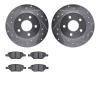 7302-53006 Drilled/Slotted Brake Rotor with 3000-Series Ceramic Brake Pads Kit [Silver], 2004-2012 GM, Position: Rear - image 1
