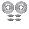 7302-54011 Drilled/Slotted Brake Rotor with 3000-Series Ceramic Brake Pads Kit [Silver], 2003-2005 Jaguar, Position: Front - image 1