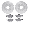 7302-54014 Drilled/Slotted Brake Rotor with 3000-Series Ceramic Brake Pads Kit [Silver], 2004-2015 Ford/Lincoln/Mercury/Mazda, P - image 1