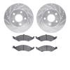 7302-54068 Drilled/Slotted Brake Rotor with 3000-Series Ceramic Brake Pads Kit [Silver], 1986-1992 Ford/Lincoln/Mercury/Mazda, P - image 1