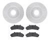 7302-54105 Drilled/Slotted Brake Rotor with 3000-Series Ceramic Brake Pads Kit [Silver], 1995-1997 Ford/Lincoln/Mercury/Mazda, P - image 1
