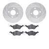 7302-54138 Drilled/Slotted Brake Rotor with 3000-Series Ceramic Brake Pads Kit [Silver], 2000-2004 Ford/Lincoln/Mercury/Mazda, P - image 1
