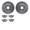 7302-54146 Drilled/Slotted Brake Rotor with 3000-Series Ceramic Brake Pads Kit [Silver], 2004-2013 Volvo, Position: Front - image 1