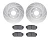 7302-58003 Drilled/Slotted Brake Rotor with 3000-Series Ceramic Brake Pads Kit [Silver], 1987-1990 Acura/Honda, Position: Front - image 1