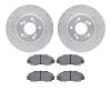 7302-58004 Drilled/Slotted Brake Rotor with 3000-Series Ceramic Brake Pads Kit [Silver], 1991-1996 Acura/Honda, Position: Front - image 1