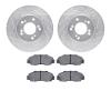 7302-58005 Drilled/Slotted Brake Rotor with 3000-Series Ceramic Brake Pads Kit [Silver], 1993-1995 Acura/Honda, Position: Front - image 1
