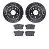7302-58010 Drilled/Slotted Brake Rotor with 3000-Series Ceramic Brake Pads Kit [Silver], 1999-2003 Acura/Honda, Position: Rear - image 1