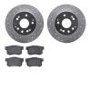 7302-58011 Drilled/Slotted Brake Rotor with 3000-Series Ceramic Brake Pads Kit [Silver], 2001-2003 Acura/Honda, Position: Rear - image 1