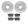 7302-58012 Drilled/Slotted Brake Rotor with 3000-Series Ceramic Brake Pads Kit [Silver], 2003-2011 Acura/Honda, Position: Rear - image 1