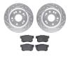 7302-58014 Drilled/Slotted Brake Rotor with 3000-Series Ceramic Brake Pads Kit [Silver], 2002-2004 Acura/Honda, Position: Rear - image 1