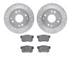 7302-58016 Drilled/Slotted Brake Rotor with 3000-Series Ceramic Brake Pads Kit [Silver], 1992-1994 Acura/Honda, Position: Rear - image 1