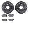 7302-58017 Drilled/Slotted Brake Rotor with 3000-Series Ceramic Brake Pads Kit [Silver], 1995-1998 Acura/Honda, Position: Rear - image 1