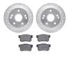 7302-58018 Drilled/Slotted Brake Rotor with 3000-Series Ceramic Brake Pads Kit [Silver], 1996-1998 Acura/Honda, Position: Rear - image 1
