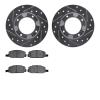 7302-59006 Drilled/Slotted Brake Rotor with 3000-Series Ceramic Brake Pads Kit [Silver], 1976-1981 Acura/Honda, Position: Front - image 1