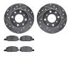 7302-59007 Drilled/Slotted Brake Rotor with 3000-Series Ceramic Brake Pads Kit [Silver], 1980-1982 Acura/Honda, Position: Front - image 1
