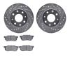 7302-59009 Drilled/Slotted Brake Rotor with 3000-Series Ceramic Brake Pads Kit [Silver], 1984-2006 Acura/Honda, Position: Front - image 1