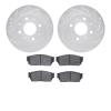7302-59014 Drilled/Slotted Brake Rotor with 3000-Series Ceramic Brake Pads Kit [Silver], 1983-1983 Acura/Honda, Position: Front - image 1