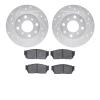 7302-59015 Drilled/Slotted Brake Rotor with 3000-Series Ceramic Brake Pads Kit [Silver], 1984-1987 Acura/Honda, Position: Front - image 1