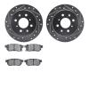 7302-59028 Drilled/Slotted Brake Rotor with 3000-Series Ceramic Brake Pads Kit [Silver], 1988-2001 Acura/Honda, Position: Rear - image 1