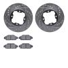 7302-59034 Drilled/Slotted Brake Rotor with 3000-Series Ceramic Brake Pads Kit [Silver], 1990-1993 Acura/Honda, Position: Front - image 1