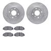 7302-59036 Drilled/Slotted Brake Rotor with 3000-Series Ceramic Brake Pads Kit [Silver], 1992-1996 Acura/Honda, Position: Front - image 1